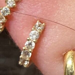 14k gold cubic zirconia tiny huge hoop earring